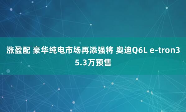 涨盈配 豪华纯电市场再添强将 奥迪Q6L e-tron35.3万预售